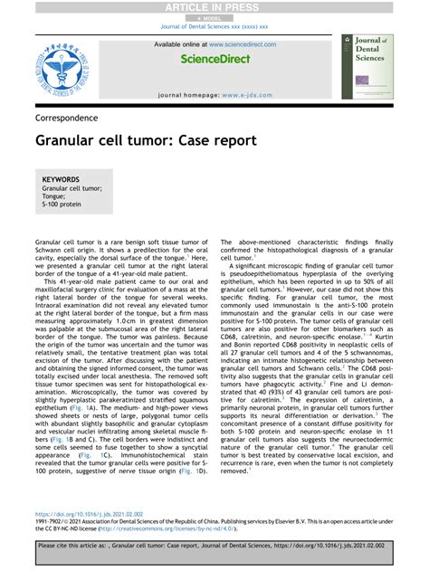 Pdf Granular Cell Tumor Case Report