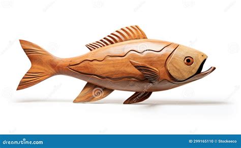 Precisionist Wooden Fish Sculpture With Intricate Design Stock Photo