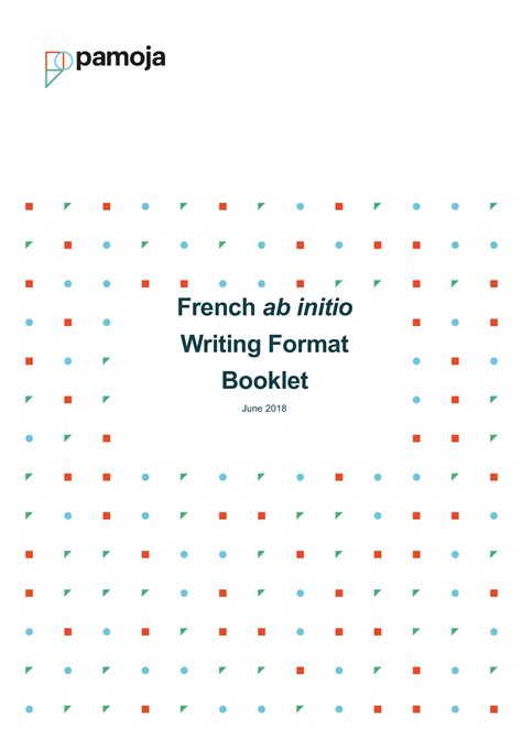 French Ab Initio Writing Formats Booklet Pamoja Branded St French Ab