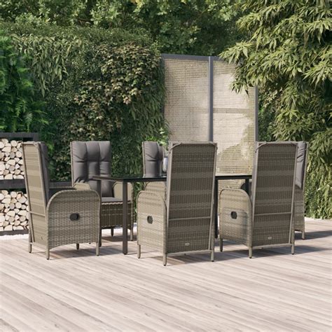 Maison Exclusive Mobilier à dîner de jardin et coussins 7 pcs Noir et