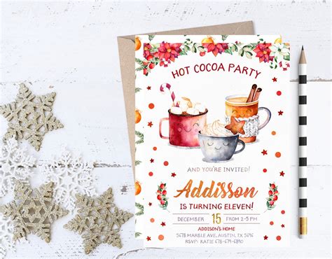 Hot Cocoa Party Invitations Hot Cocoa Party Invitation Hot Etsy