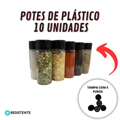 Kit Potes Tempero Condimento Tampa Dosadora Pl Stico Ml Shopee