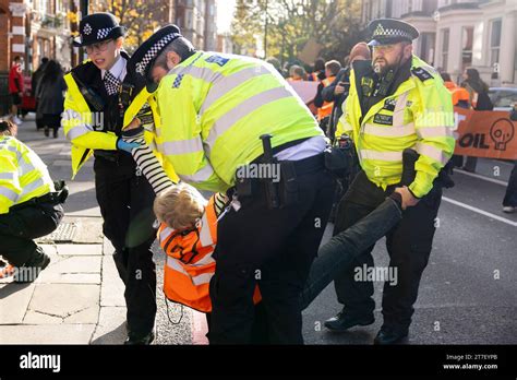 London Uk Th Nov A Protester From Just Stop Oil Is Arrested