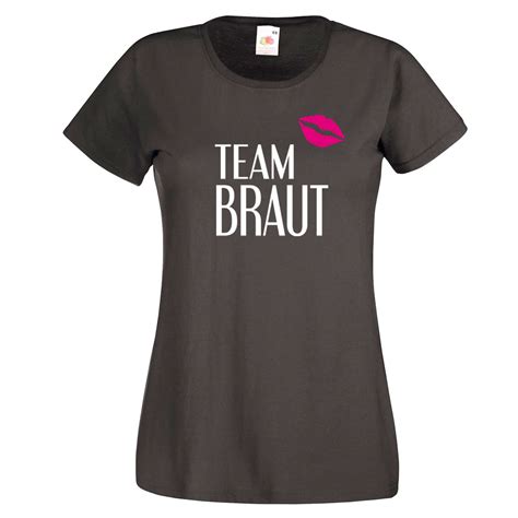 JGA Shirt Team Braut Grau Mit Kussmund Motiv