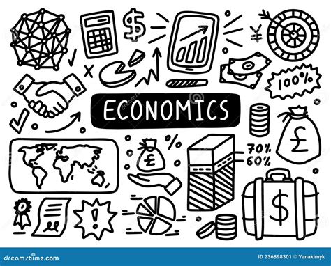 Economics Business Doodle Line Set School University Outline Subject