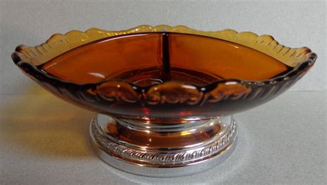 Vintage Farber Bros Krome Kraft Pedestal Divided Candy Dish Etsy Candy Dishes Farber Amber