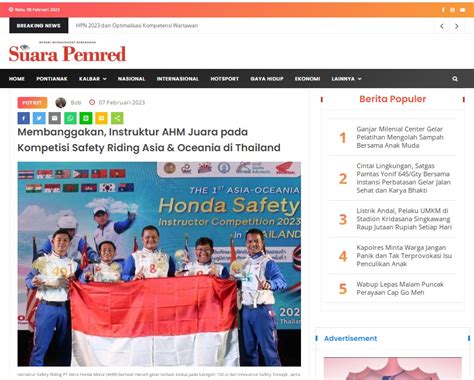 Membanggakan Instruktur Ahm Juara Pada Kompetisi Safety Riding Asia