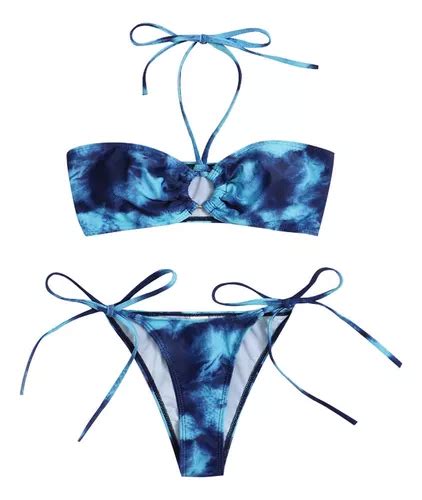 Traje De Baño Tipo Bikini Con Estampado Tie dye Para Mujer Z Meses