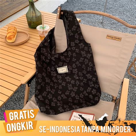 Jual Tote Bags 1821 Korea Desain Retro Jacquard Rompi Tas Stereo Bunga