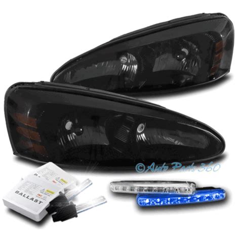 For Pontiac Grand Prix Black Smoke Headlights W Blue Led Drl