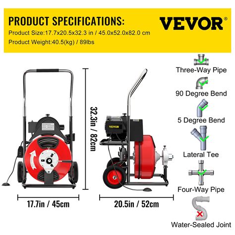 VEVOR Drain Cleaner Machine 100 Ft X 3 8 Inch Auto Feed Drain Cleaning