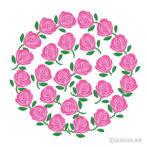 Pink Rose Circle Clip Art Free PNG ImageIllustoon