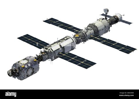 International Space Station Over White Background. 3D Illustration ...