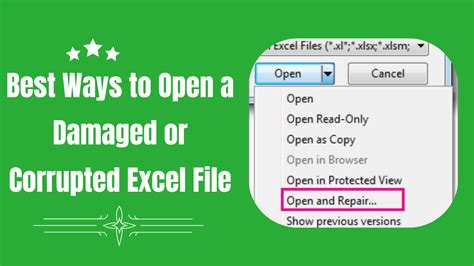 Repairing Excel File Best Ways To Open A Damaged Or Corrupted Excel