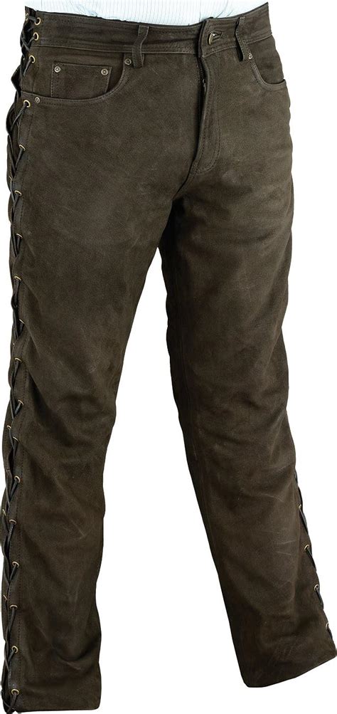 Fuente Schnürlederhose Biker Lederhose Herren Damen Bikerjeans