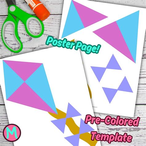 Kite Craft Template, Cut and Glue Craft for Kids, Simple Toddler Craft ...