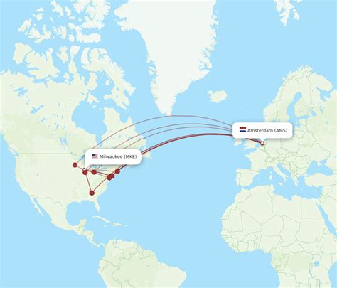 All Flight Routes From Milwaukee To Amsterdam Mke To Ams Flight Routes