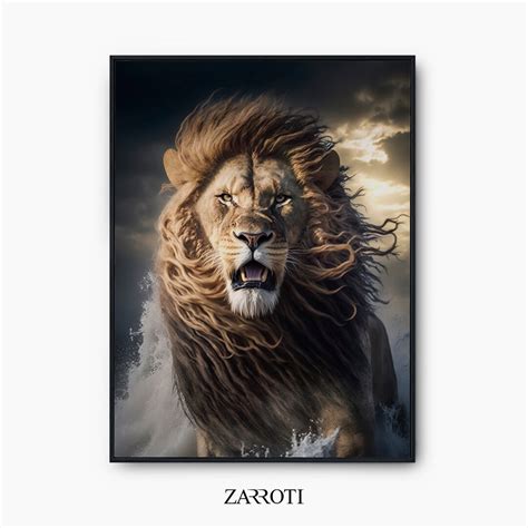 Roaring Lion Poster Lion Art Intant Print Lion Roaring Printable Wall