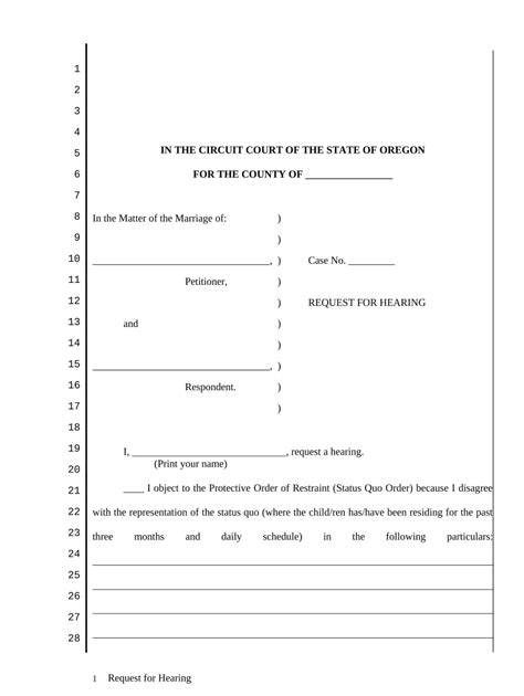 Oregon Request Hearing Doc Template Pdffiller