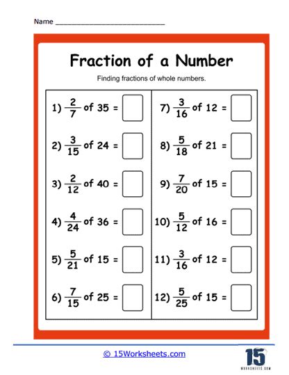 Fractions Of A Whole Number Worksheets 15