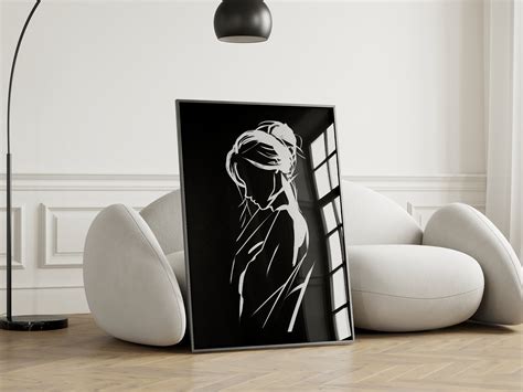 Black and White Wall Art Line Woman Print Modern Digital - Etsy