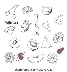 Fruit Set Sketches Black White Vector Stock Vector (Royalty Free) 282737783 | Shutterstock