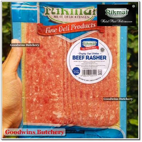 Jual BEEF RASHER SLICED Frozen NIKMAT Halal Delicatessen Soejasch Bali