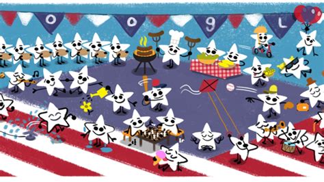 Fourth of July Google doodle brings Old Glory's stars to life to enjoy the holiday