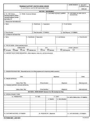 Fillable Online Fort Knox Form 5091 Training Support Center Work Order