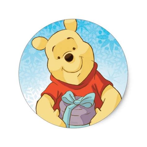 Pooh With T Classic Round Sticker Winnie The Pooh