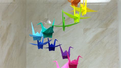 How To Make A Colorful Origami Crane Mobile DIY Home Tutorial