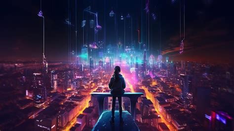 Premium AI Image | Anime Girl Neon Chronicles Cyberpunk Girls in the City