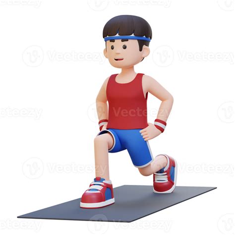 3d Sporty Male Character Performing Dynamic Lunges At The Gym 25214135 Png