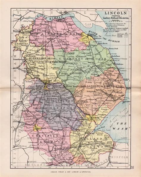 Map Of Lincoln Comprising Of Lindsey Holland And Kesteven Dated 1895