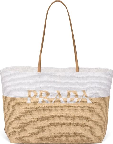 Prada Logo Raffia Tote Bag ShopStyle