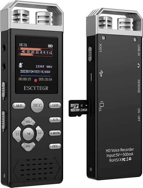 128gb Digital Voice Recorder With 8000 Hours Recording Capacity 80hrs Battery Time