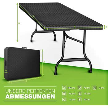 Tillvex Gartentisch Klappbar Rattan Optik 180x75cm Buffettisch Mit