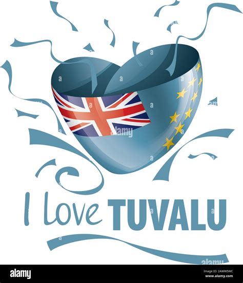 National Flag Of The Tuvalu In The Shape Of A Heart And The Inscription