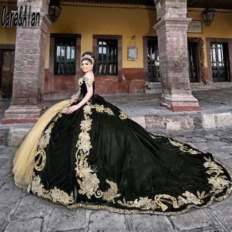 Charro Vestidos De Xv A Os Hunter Green Quinceanera Dresses Etsy