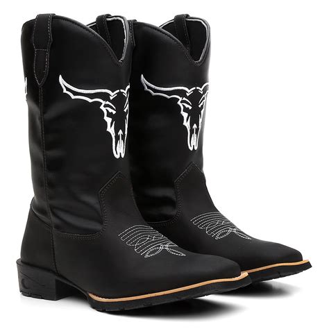 Bota Botina Texana Masculina Country Em Couro Legitimo Cara Do Boi