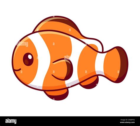 Cute Cartoon Clownfish Drawing Clown Fish In Simple Kawaii Style