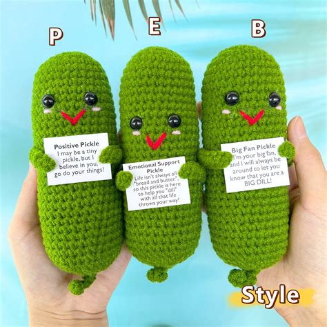 Big Size Crochet Emotional Support Pickle Positive Pickle Big Fan