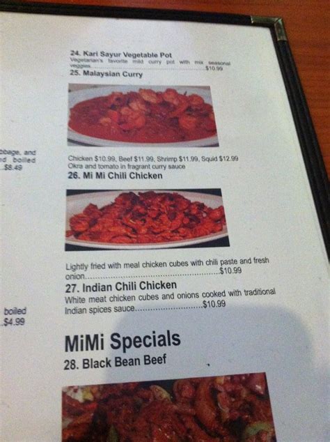 Menu At Mimi S Asian Restaurant Indianapolis