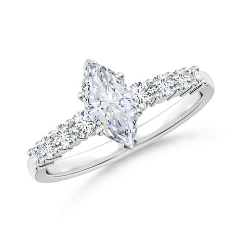 Lab Grown Solitaire Marquise Diamond Graduated Engagement Ring