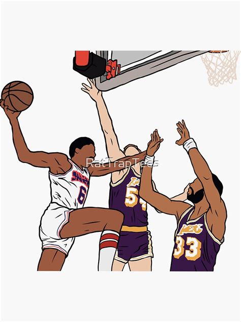 Dr J Iconic Reverse Layup Sticker For Sale By Rattraptees Redbubble