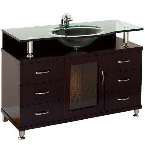 Accara 42 Bathroom Vanity With Drawers Espresso W Frosted Glass Counter Free Shipping