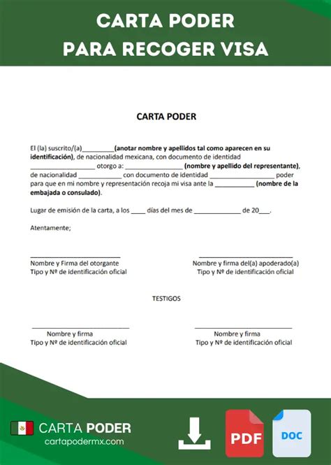 Carta Poder Para Recoger Visa Formato