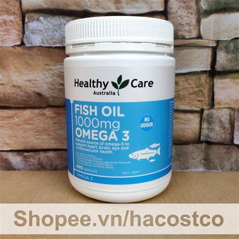 Viên uống Healthy Care Fish Oil 1000mg Omega 3 400 viên của Úc Dầu Cá