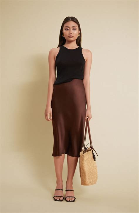 Jedwabna Sp Dnica Midi Brown Lovli Silk In A Line Skirt