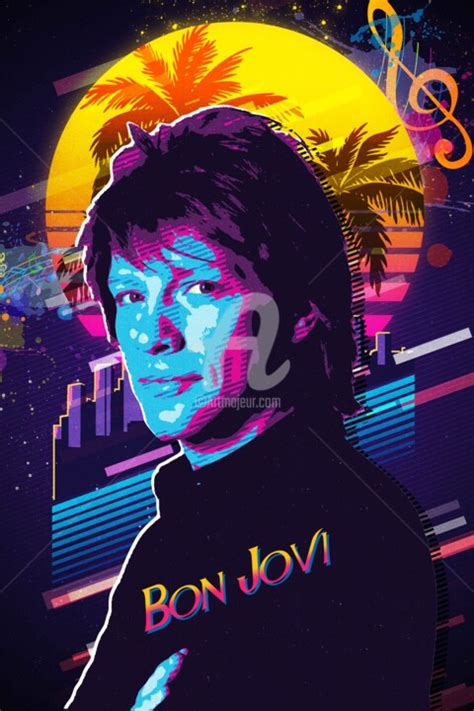 Art No40 Bon Jovi Retro Digital Arts By Joseph Long Artmajeur